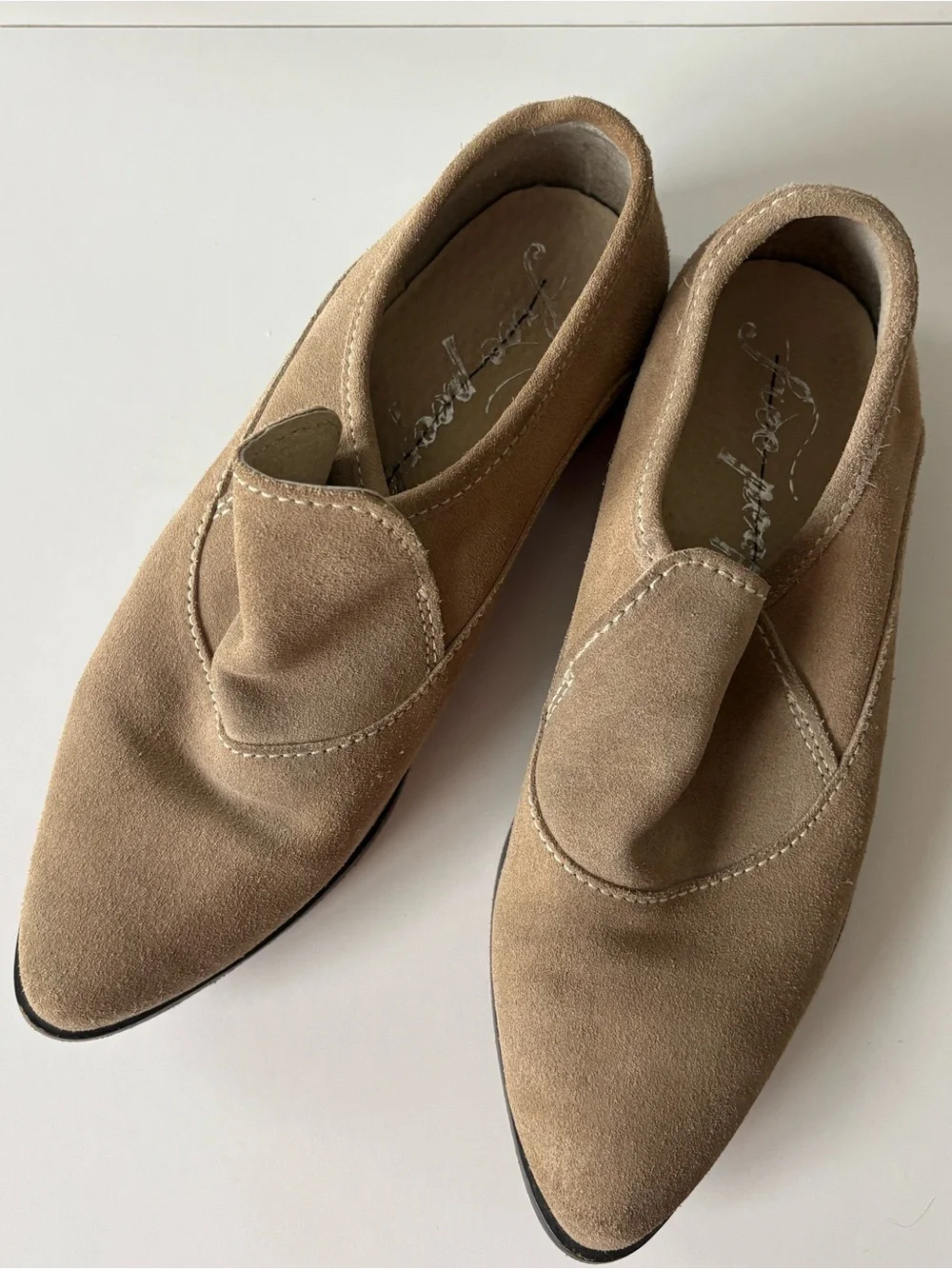 FREE PEOPLE Brady Leather Suede Loafers Handcrafted Slip On Size 38